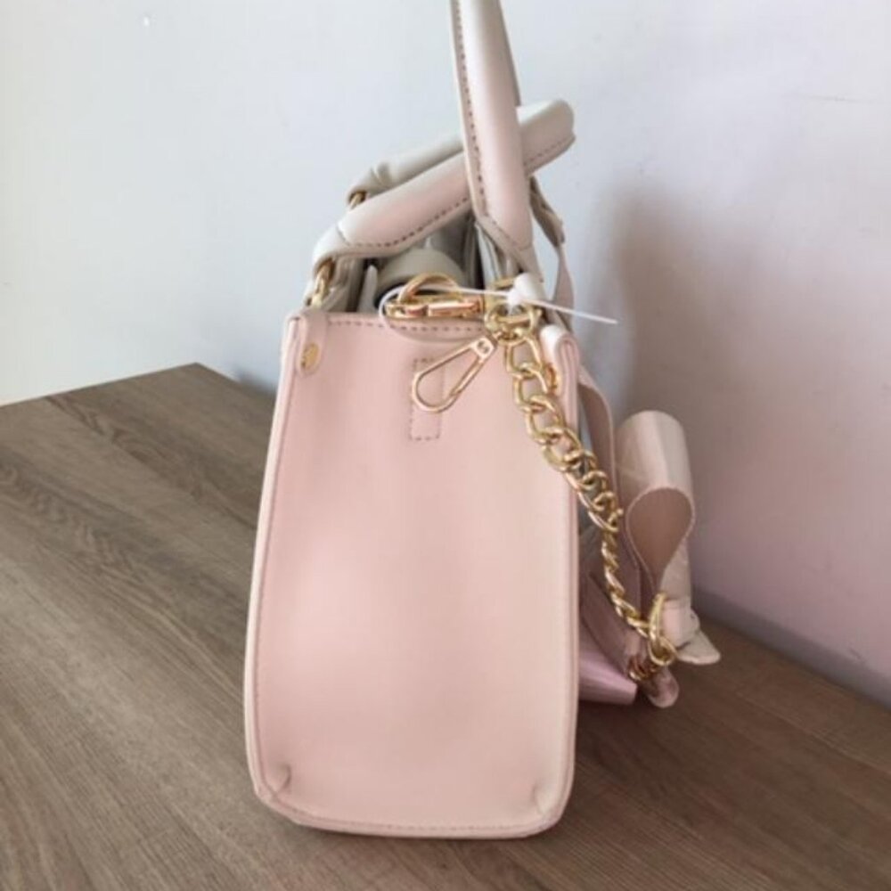 Betsey Johnson Pink and Cream Patterned Crossbody Satchel - Picture 6 of 11